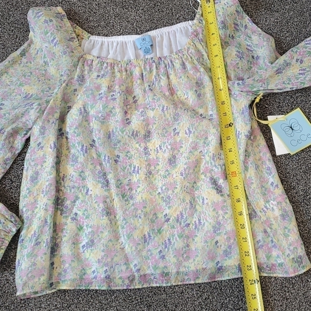 NWT Anthropologie CECE floral square neck Long Sleeve blouse top - Picture 6 of 9